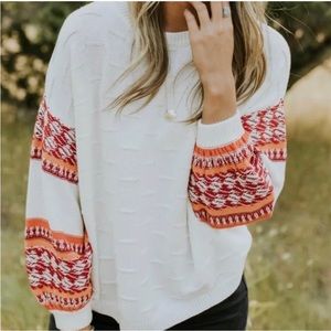 Roolee Textured Sweater with Balloon Sleeves